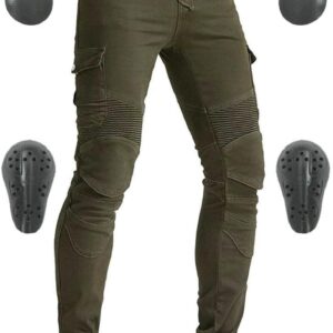 Men's Motorcycle Riding Pants Denim Jeans  Pads Equipment with Knee and Hip Armor Pads  (Black, XL=34)