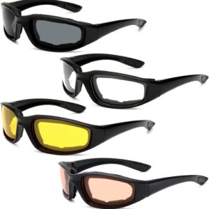 Peciees 4PCS Motorcycle Riding Glasses Bicycle Sunglasses Goggles for Outdoors