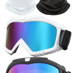 Dirt Bike Goggles, Motorcycle Goggles 2 Pack  Goggles Riding Goggles Ski Goggles Windproof Glasses Racing Goggles