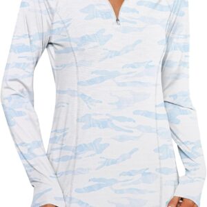 Women Long Sleeve Shirts Sun Protection 1/4 Zip Summer Quick Dry Hiking Shirts Quarter Zip Pullover for Women
