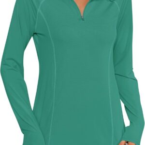 Women Long Sleeve Shirts Sun Protection 1/4 Zip Summer Quick Dry Hiking Shirts Quarter Zip Pullover for Women