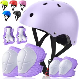 Toddler Kids Bike Helmet Set - Adjustable Cycling Helmet with Knee, Elbow Pads & Wrist Guards Sport Protective Gear Little Kid