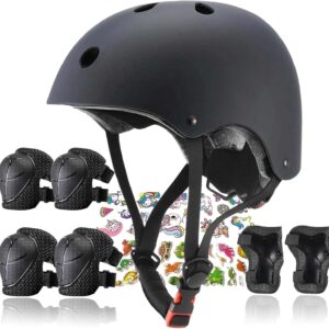 Kids Helmet,Toddler Skateboard Helmets for Ages 2-3-5-8-14 Years Boys Girls with Knee and Elbow Pads Wrist Guards fit Roller Skates,Skateboarding,Skating Scooter Adjustable Kids Helmet