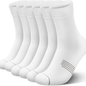 3 Pairs Running Compression Socks for Men & Women, Atheltic Crew Socks with Cushion, Arch Support for Hiking, Cycling