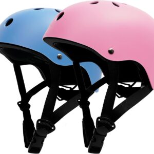 Kids Bike Helmet 2 Pack, Adjustable Toddler Helmet for Age 3-14 Boys Girls, Multi-Sport Helmet for Skateboard Roller Skateing Bicycle Scooter Blance Bike