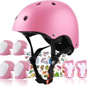 Kids Helmet,Toddler Skateboard Helmets for Ages 2-3-5-8-14 Years Boys Girls with Knee and Elbow Pads Wrist Guards fit Roller Skates,Skateboarding,Skating Scooter Adjustable Kids Helmet
