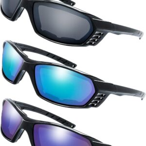 Motorcycle Riding Glasses Padded Frame Lens Block 100% UVB/UVB for Outdoor Activity Sport