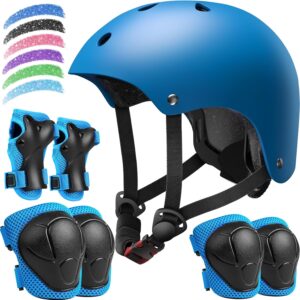 Kids Bike Helmet Set, Adjustable Helmet for Ages 2-3-5-8-14 Year Boys Girls, Toddler Pad Set with Knee and Elbow Pads for Bike, Roller, Skating, Scooter, Longboard and More Sports, 6 Color